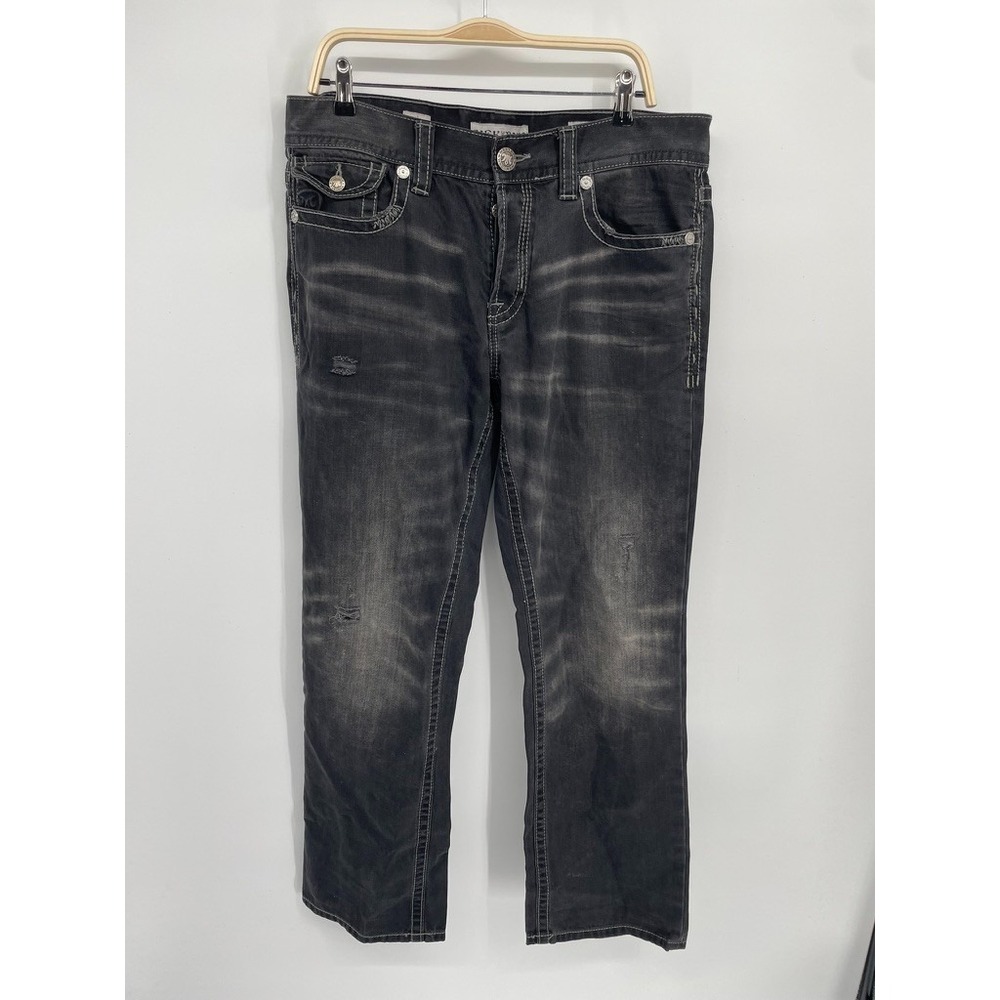 Mek Denim Jeans Mens 36x34 Black Distressed Cali‎ Straight Leg Streetwear Skater
